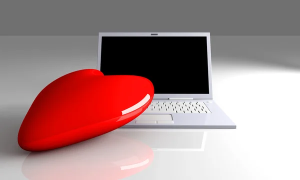 Laptop en amor — Foto de Stock