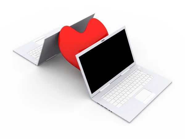 Ноутбуки в любви — стоковое фото
