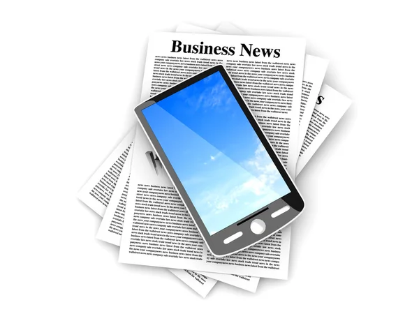 Smartphone w biznes news — Zdjęcie stockowe