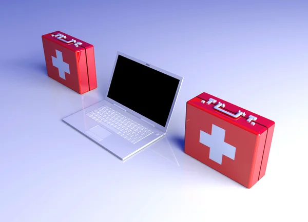 Laptop Primeros auxilios — Foto de Stock