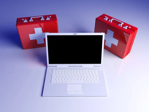 Laptop EHBO — Stockfoto