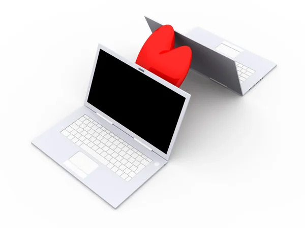 Ноутбуки в любви — стоковое фото