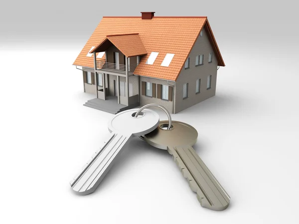 Dům a klíče — Stock fotografie