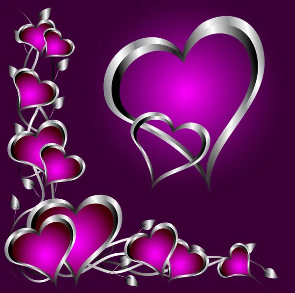 A purple hearts Valentines Day Background — Stock Vector