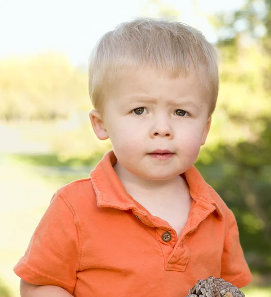 Cute Young Boy Portrait in The Park — Stock Photo, Image