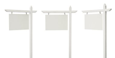 Set of 3 Different Angled Blank Real Estate Signs on White clipart