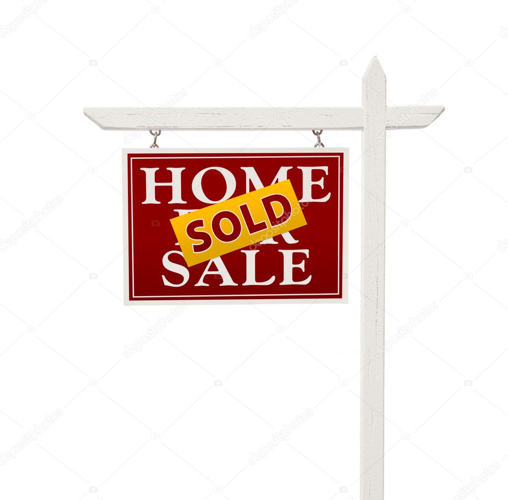 Red Sold For Sale Real Estate Sign on White