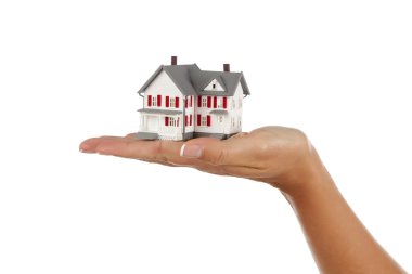 House in Female Hand on White clipart