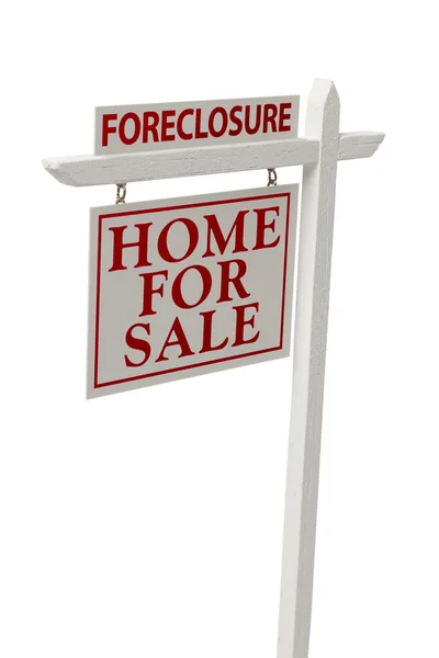 Foreclosure Para Venda Imobiliário Sign on White com Clipping — Fotografia de Stock
