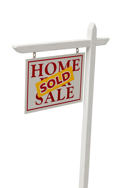 Sold For Sale Real Estate Sign on White with Clipping