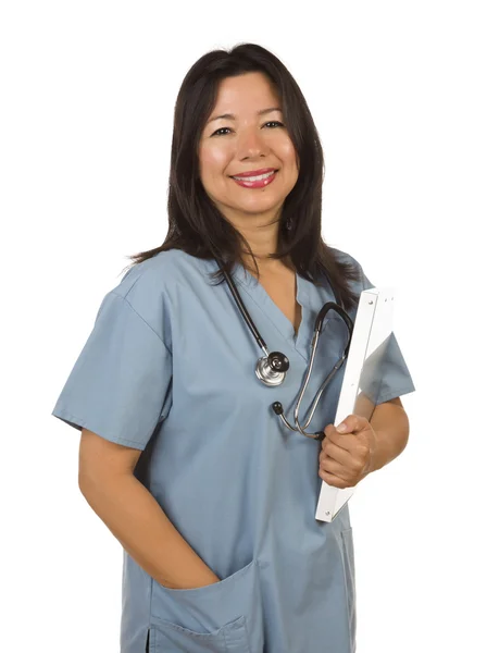 Attraktiva spansktalande läkare eller sjuksköterska — Stockfoto