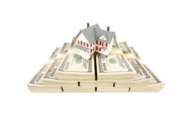 Small House on Stacks of Hundred Dollar Bills clipart