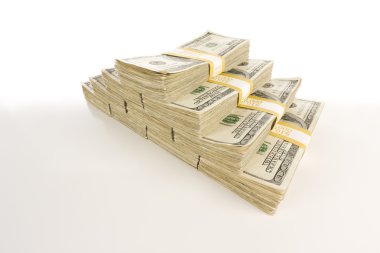 Stacks of One Hundred Dollar Bills on Gradation clipart