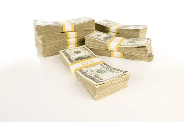Stacks of One Hundred Dollar Bills on Gradation — Stock Photo, Image