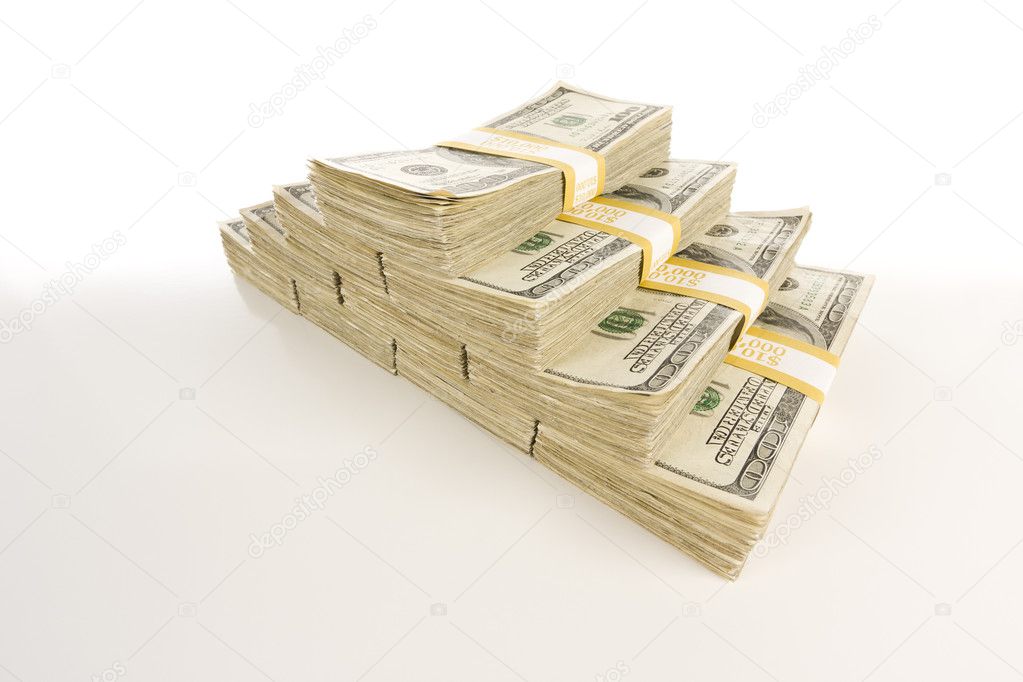 Stacks of One Hundred Dollar Bills on Gradation