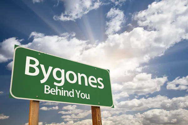 Bygones, Behind You Green Road Sign — Stock Photo, Image