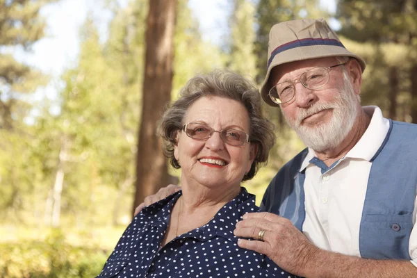 Kärleksfull högre par utomhus porträtt — Stockfoto