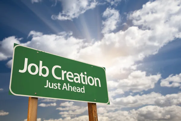 Job Creation Green Road Sign — Stock Photo, Image