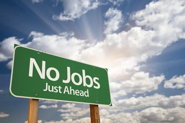 Žádná pracovní místa zelené dopravní značka — Stock fotografie