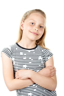 Cute litle girl on white clipart