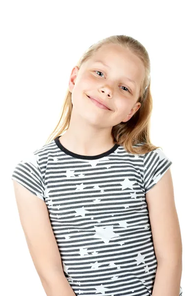 Niedliche kleine Mädchen auf weiß — Stockfoto