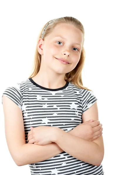 Cute litle girl on white — Stock Photo, Image