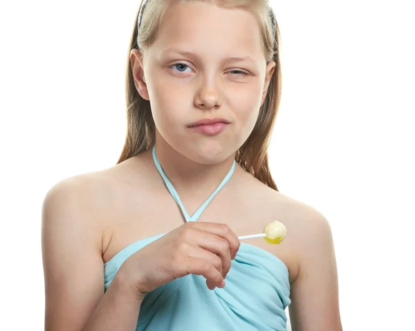 Cheerful little girl with lollipop — Stock Photo, Image