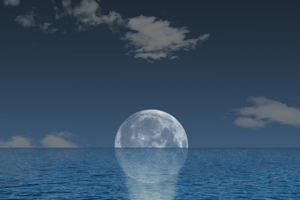 Lua cheia e oceano — Fotografia de Stock