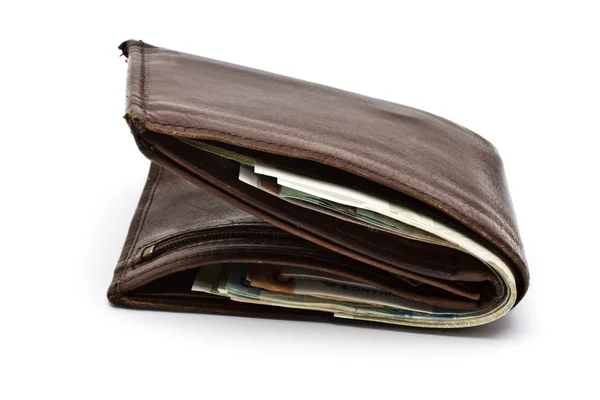 Gamla plånbok och valuta — Stockfoto