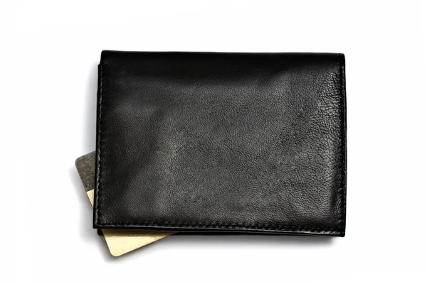 Portefeuille noir avec carte de crédit — Photo