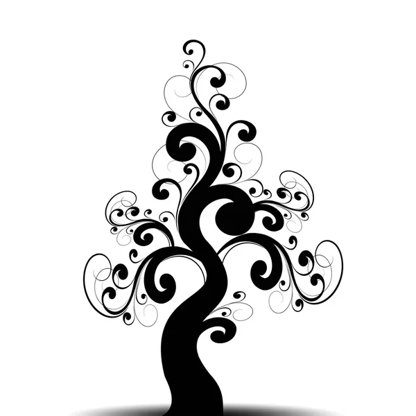 Piękne drzewo sztuki i czarna sylwetka — Zdjęcie stockowe