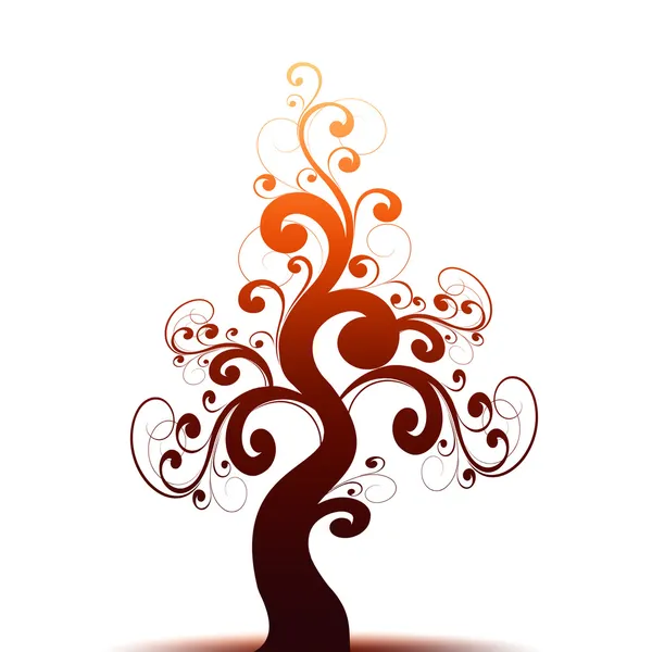 Bela árvore de arte e silhueta vermelha — Fotografia de Stock