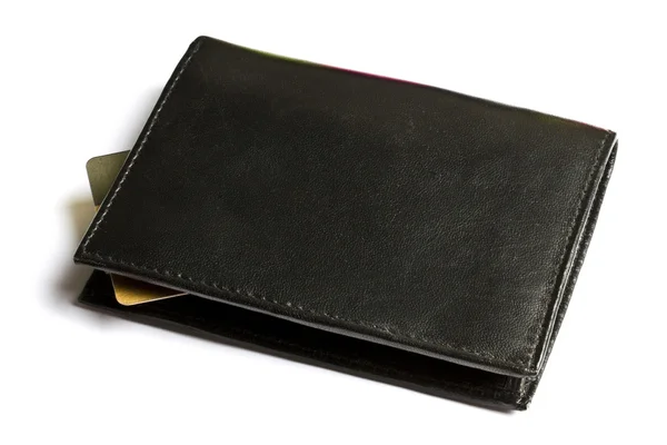 Svart plånbok med kreditkort — Stockfoto