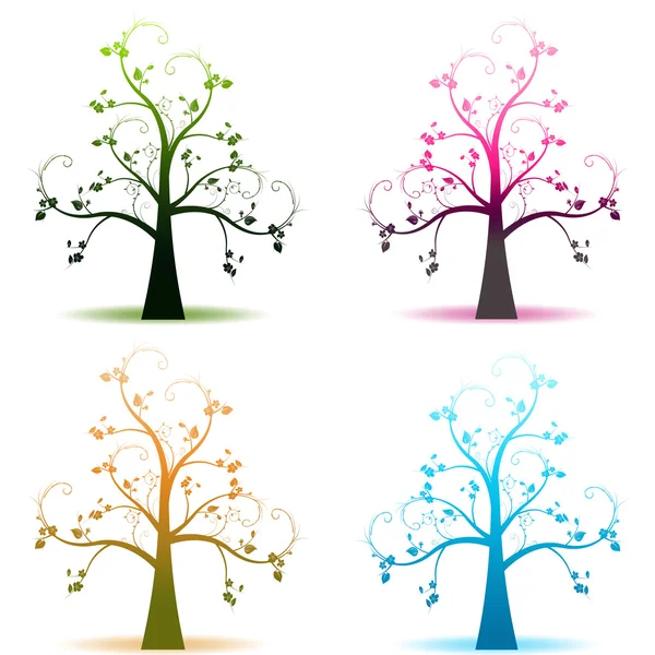 Sanat ağaçlar dört mevsim — Stok Vektör