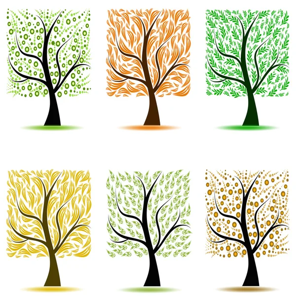 Träd konstsamling — Stock vektor