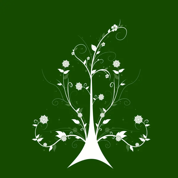 Arte floral árbol — Vector de stock