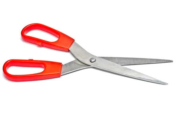 Red handled scissors — Stock Photo, Image