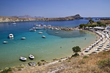 Beautiful view of Lindos harbour clipart