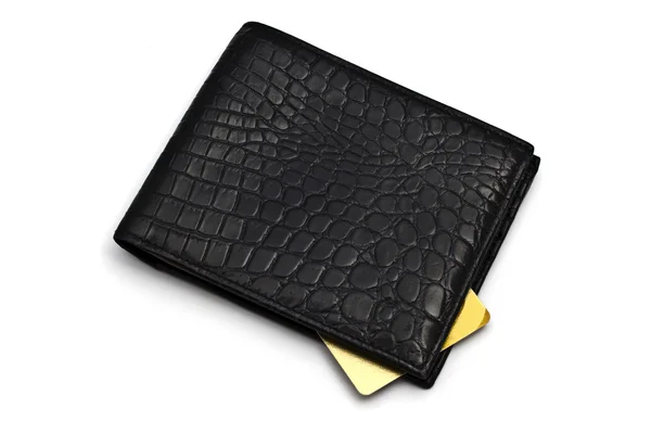 Czarny portfel z karty kredytowej — Zdjęcie stockowe