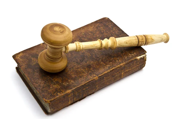 Old book and gavel — Stock Photo, Image