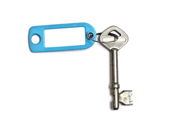 Blank tag and old key — Stock Photo, Image