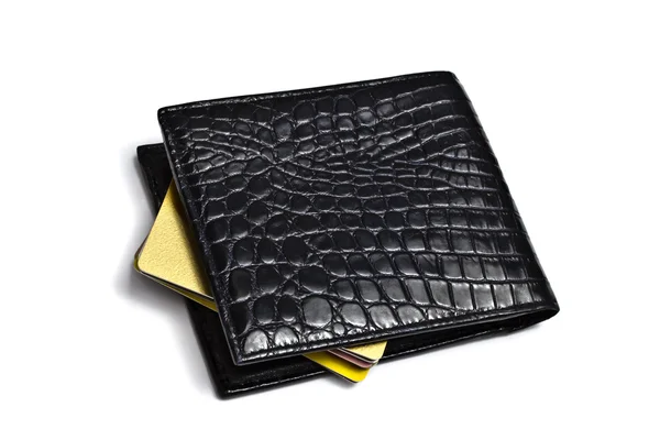 Kredi kartları ile siyah cüzdan — Stok fotoğraf