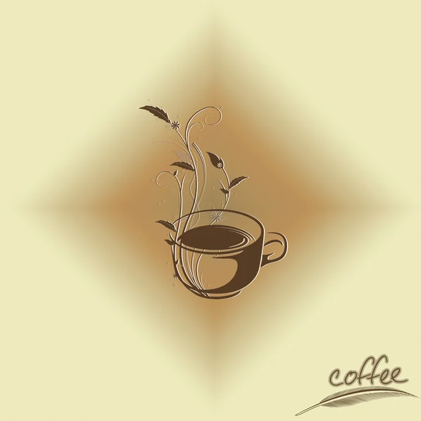 Kaffee-Konzept mit floralem Design — Stockvektor