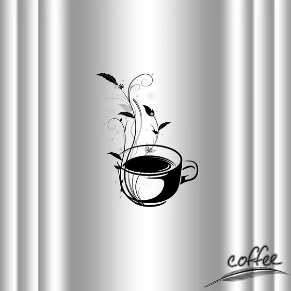 咖啡概念与花艺设计 — 图库矢量图片