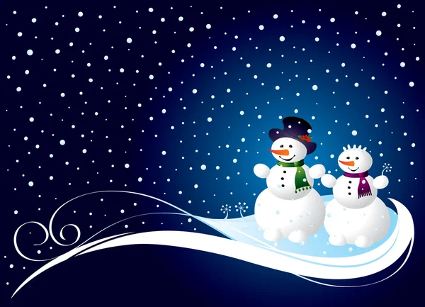 Biglietto di Natale con pupazzo di neve — Vettoriale Stock