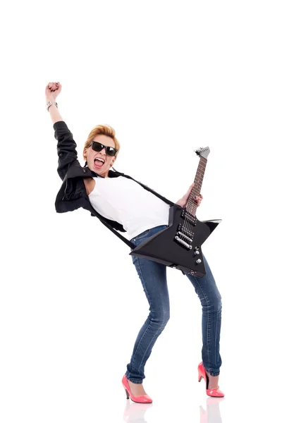 Rock star Tjej med solglasögon — Stockfoto