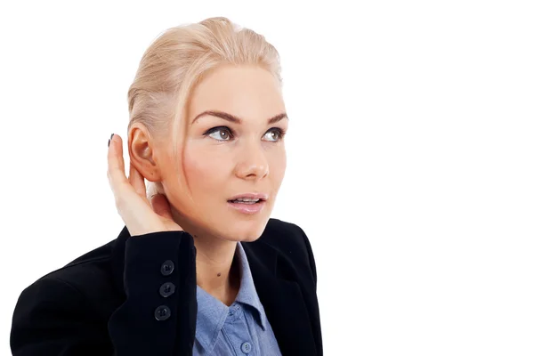 Biznes kobieta słuchania — Zdjęcie stockowe