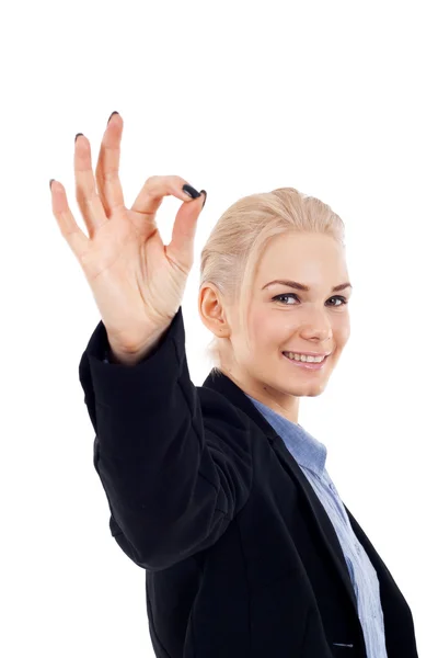 Business woman making OK gesture — Stock Photo, Image