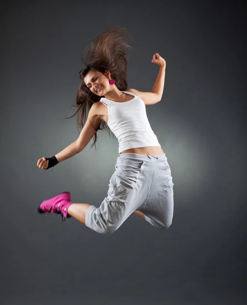Bailarina de break con estilo saltando — Foto de Stock