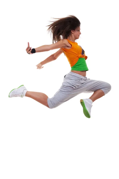 Schöne junge Tänzerin springt — Stockfoto